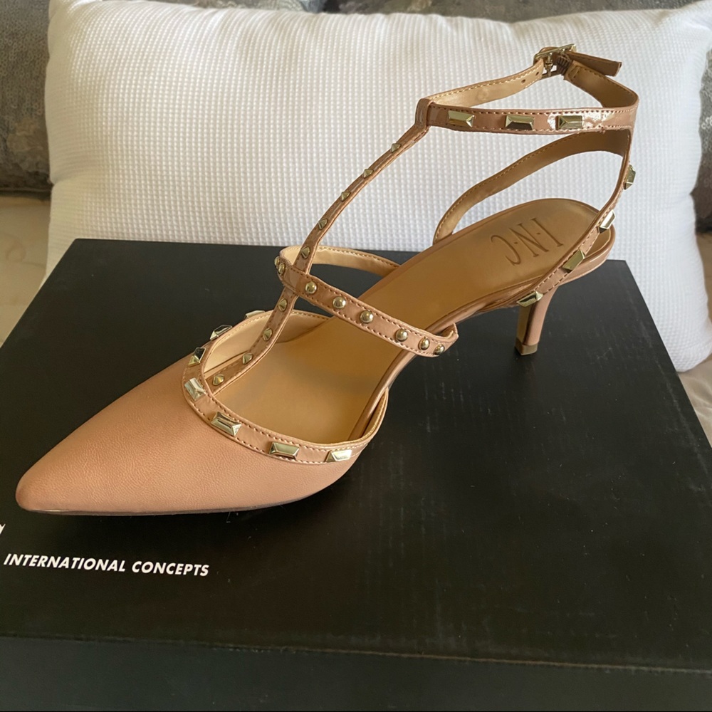 INC nude studded heel